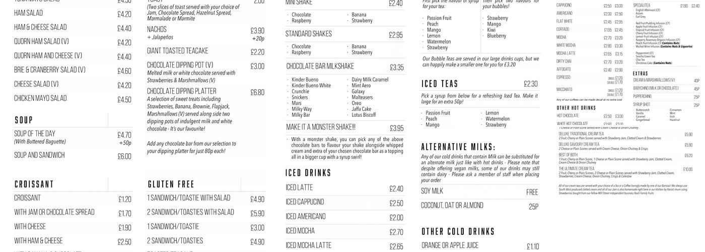 Cool Beans Café Menu