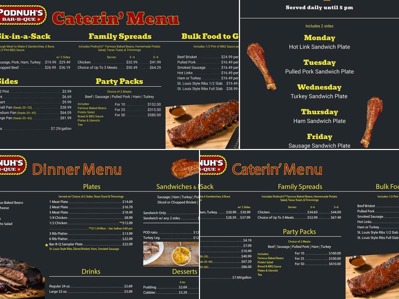 Podnuh's Bar-B-Q Menu