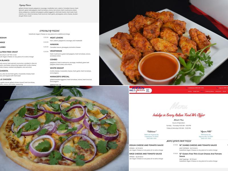 Michael's Pizza Menu