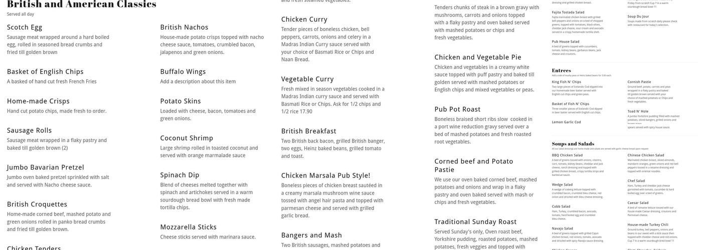 Crown and Anchor Menu