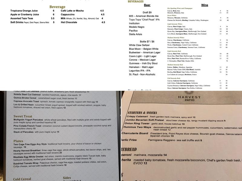 Harvest Kitchen & Bar Menu