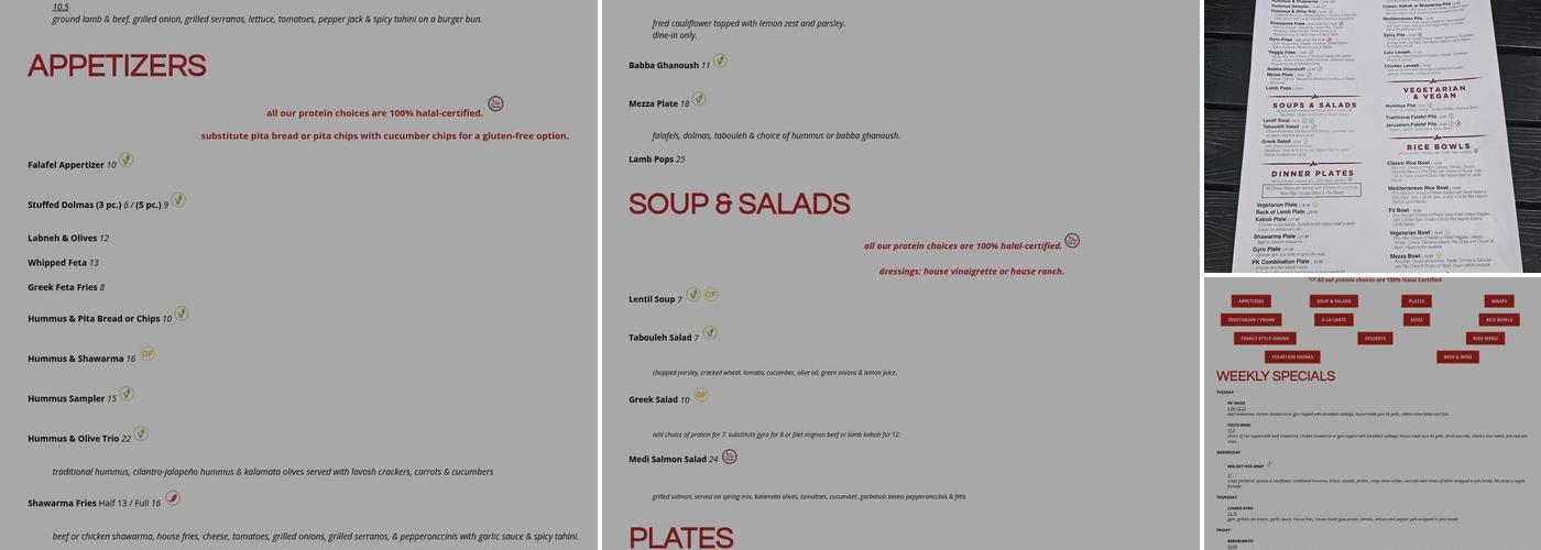 Pita Kabob Mediterranean Gastropub Menu