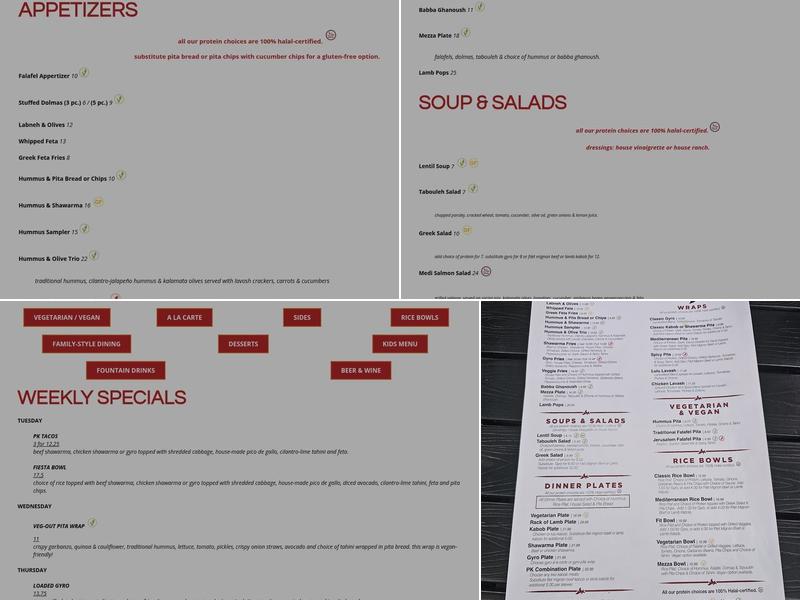 Pita Kabob Mediterranean Gastropub Menu