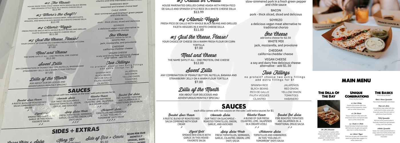 Quesadilla Gorilla Menu