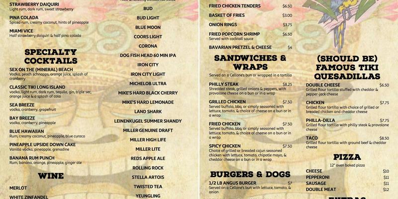 Tiki Bar Menu