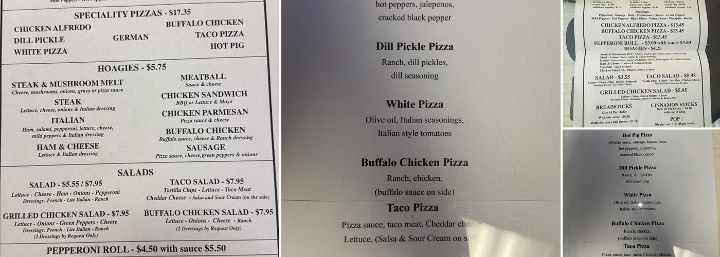 Carpenter's Pizzeria Menu