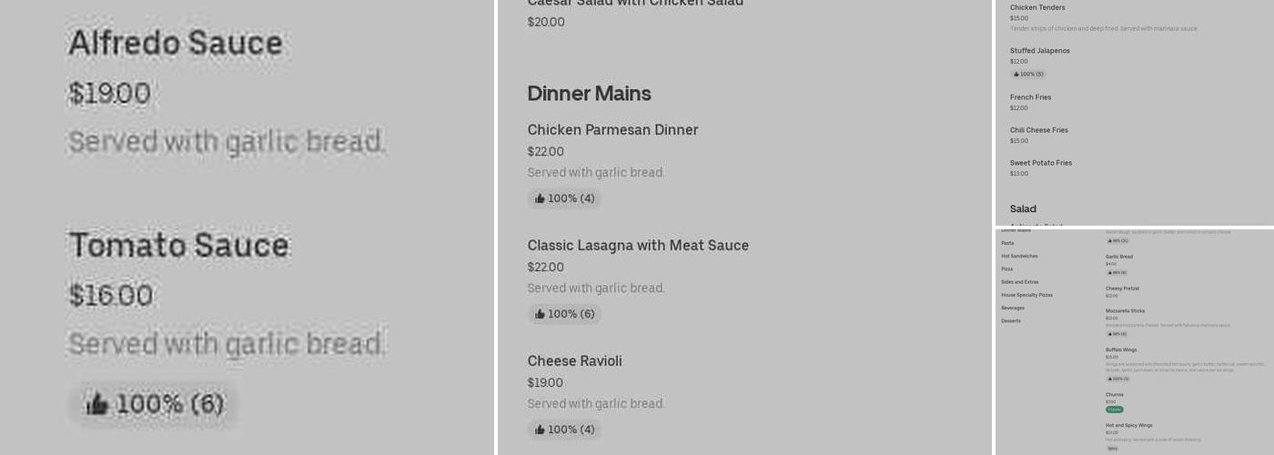 Numero Uno Pizza Menu