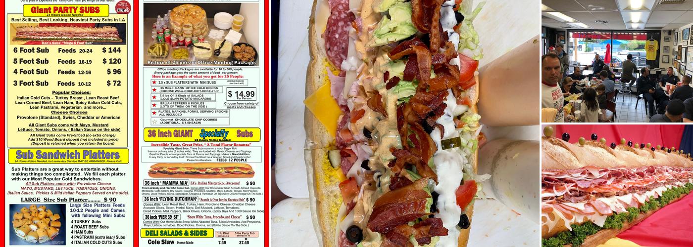 Dan's Super Subs Inc Menu