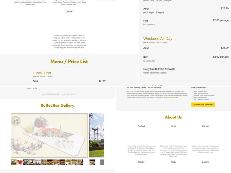 Golden Panda Buffet Menu