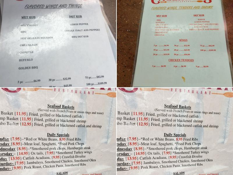 Callihans Restaurant Menu