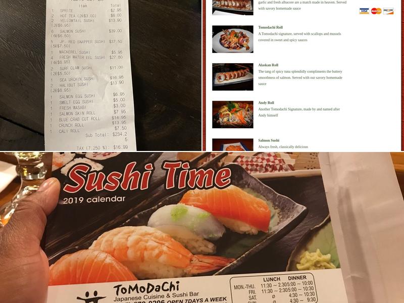 Tomodachi Japanese Restaurant Menu