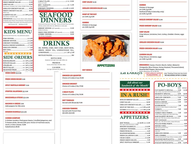 Fat Daddy's Menu