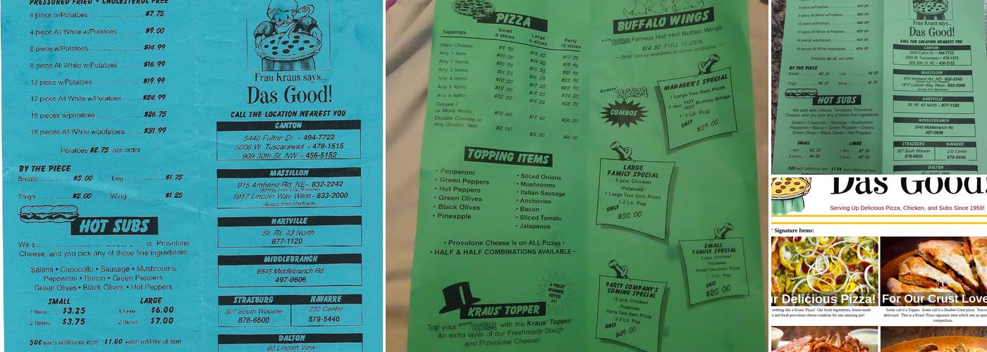 Kraus' Pizza Amherst Menu