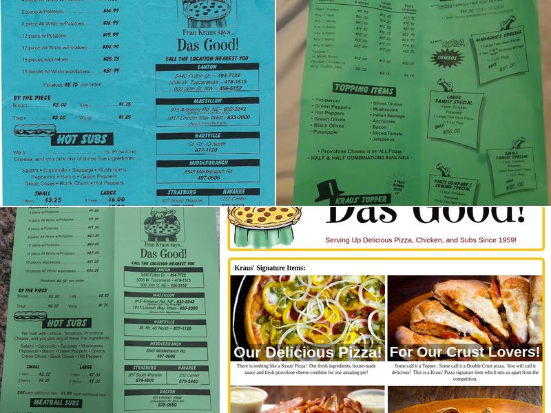 Kraus' Pizza Amherst Menu