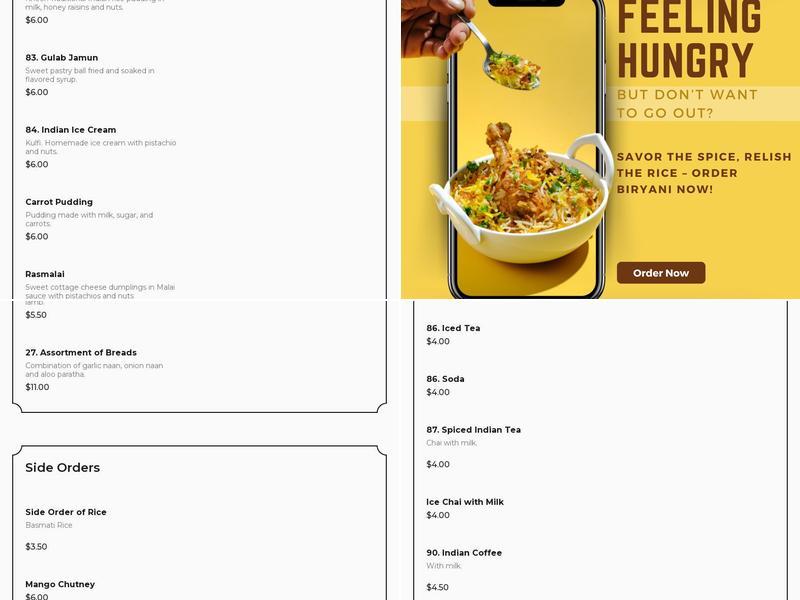 Sargam Indian Cuisine Menu