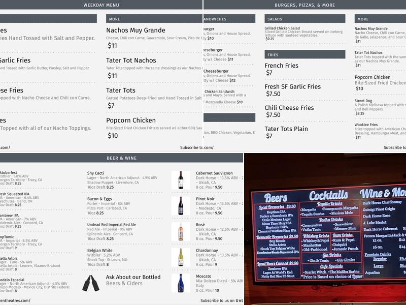 Brenden Cinema Cafe Menu