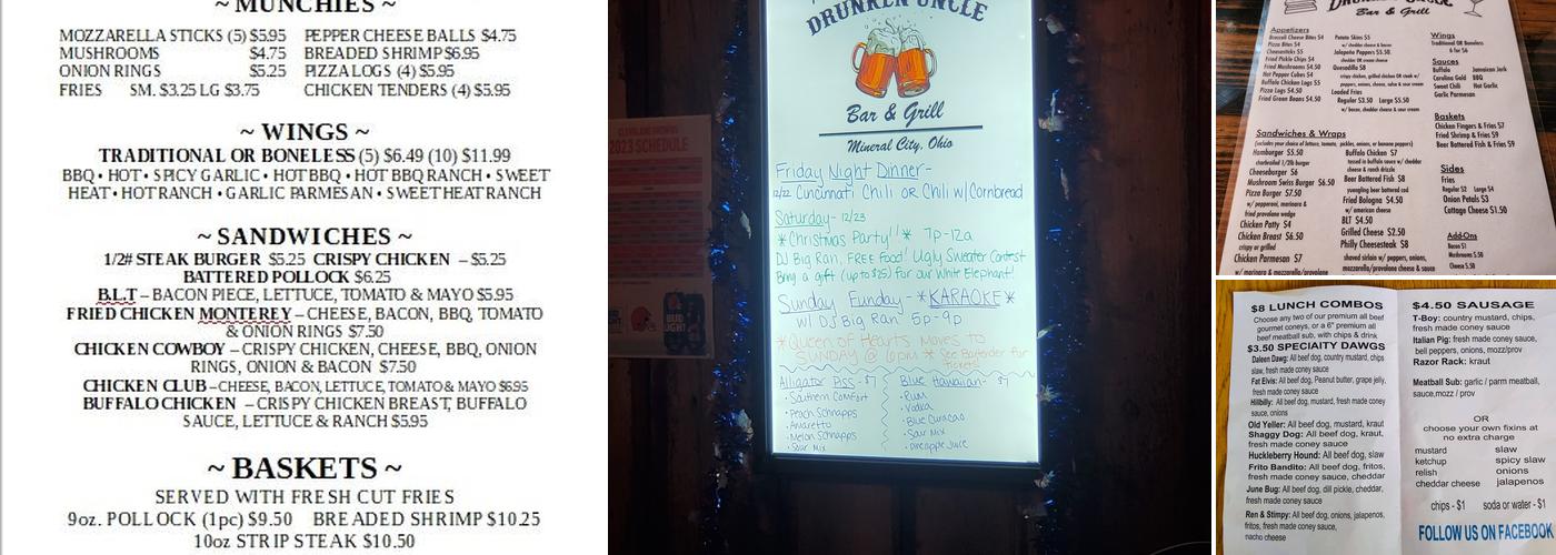 Drunken Uncle Menu