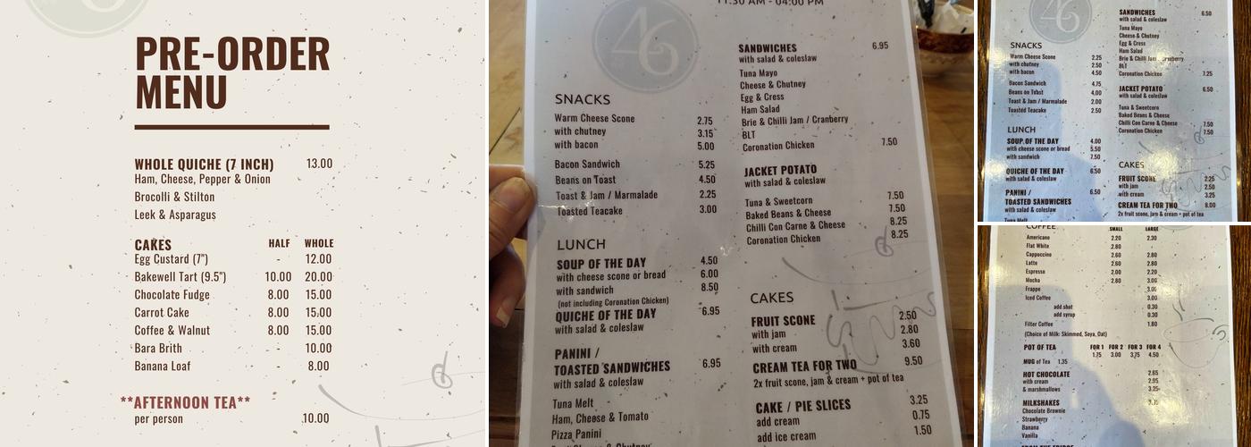 No. 46 Coffee Shop Menu