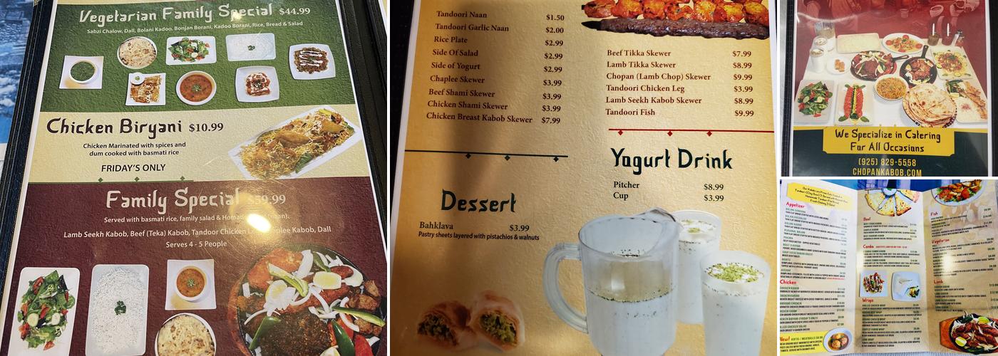 Chopan Kabob Menu