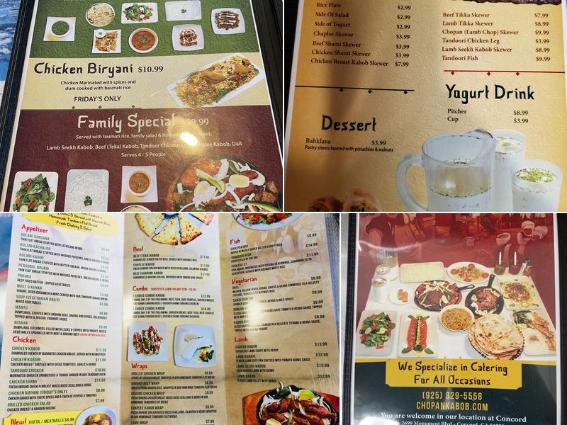 Chopan Kabob Menu