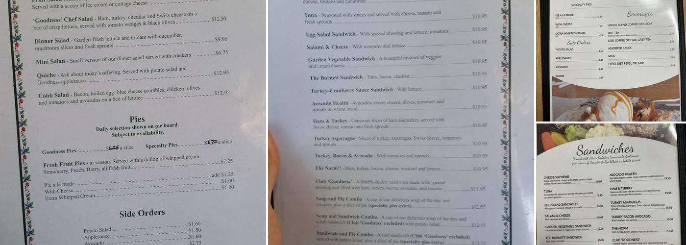 A Slice of Goodness Menu