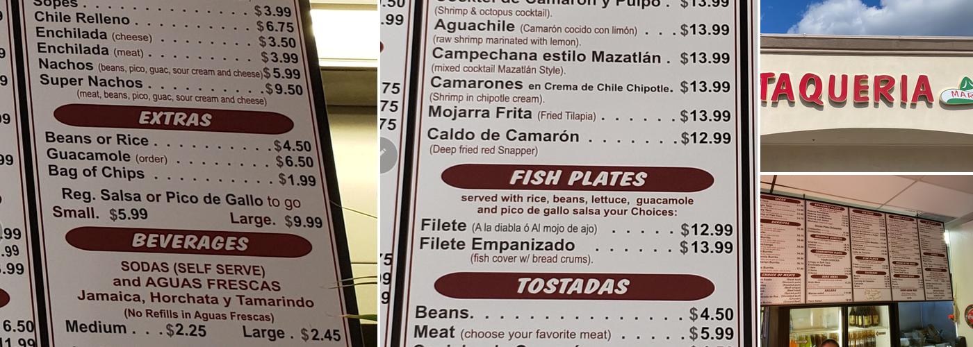 Taqueria Maria Menu