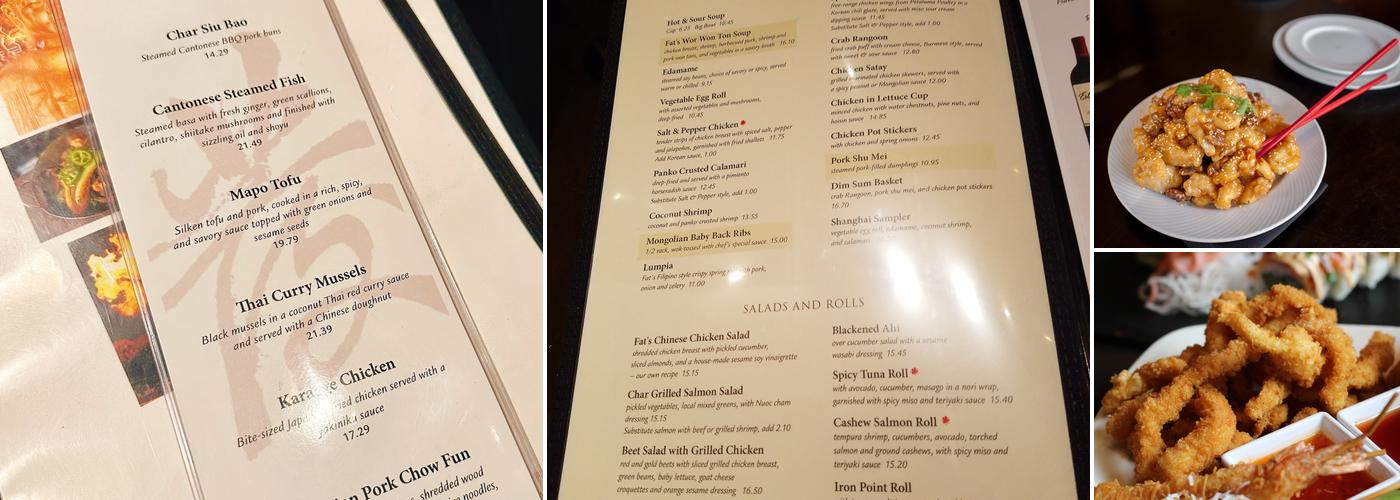 Fats Asia Bistro, Roseville Menu