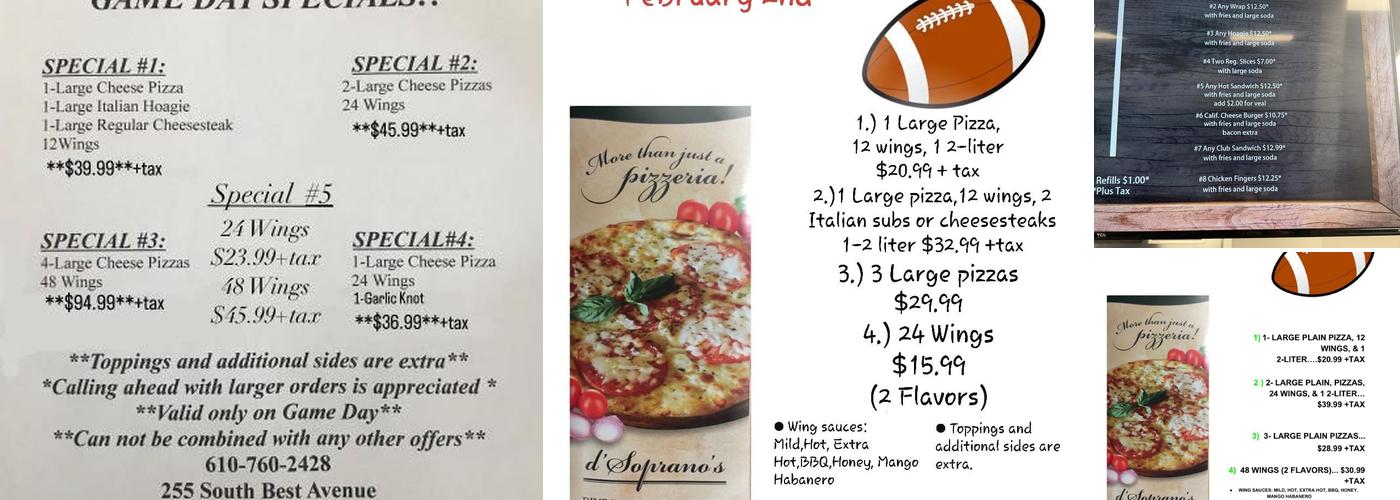 D'Sopranos Pizzeria Menu