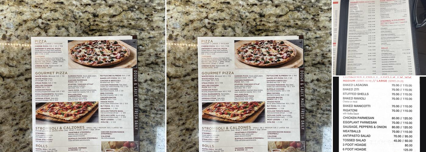 Anthony's Pizzeria Menu
