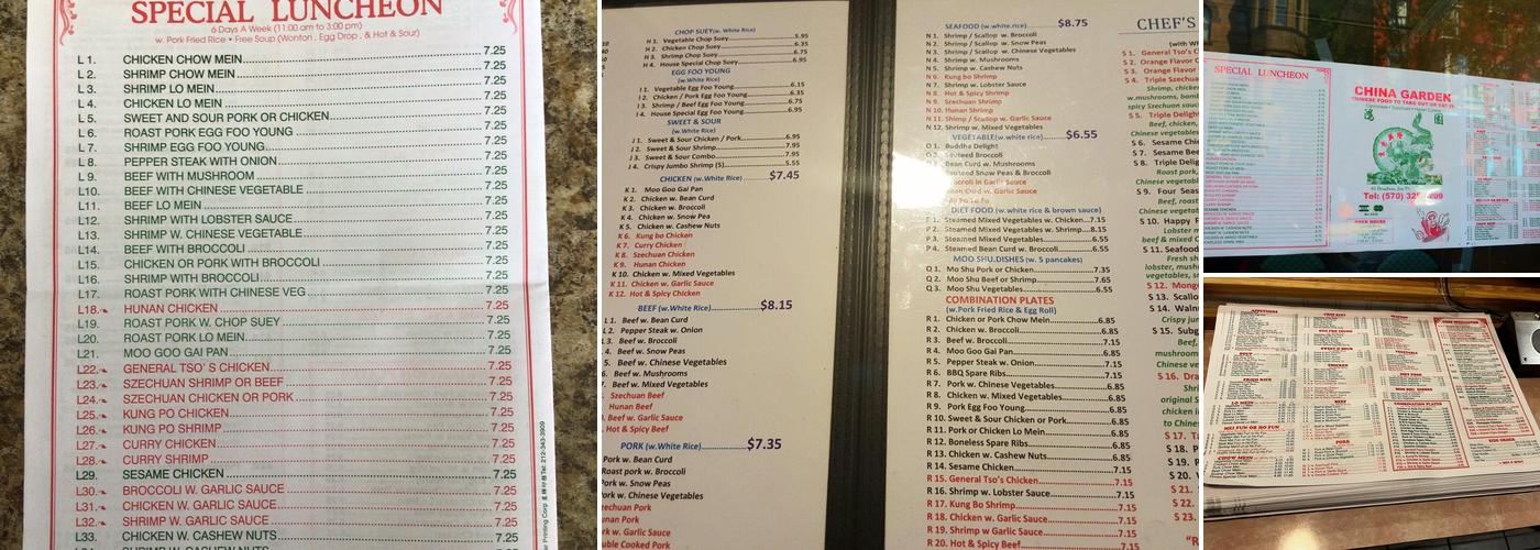 China Garden Menu