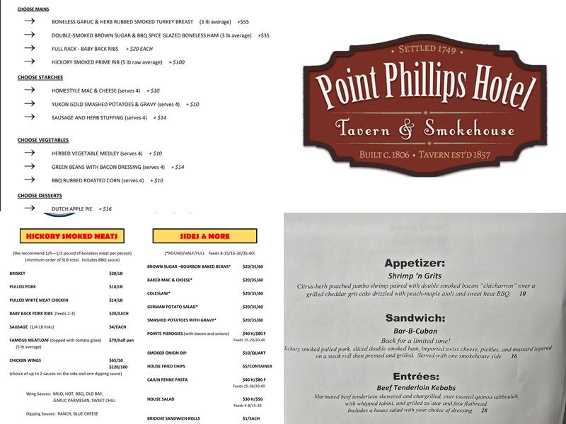 Point Phillips Hotel Menu