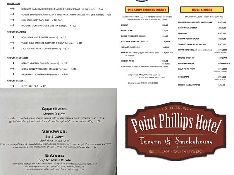 Point Phillips Hotel Menu