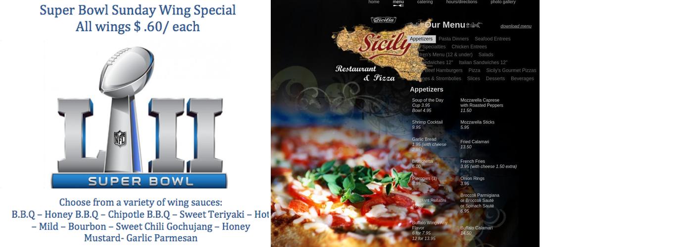 Sicily Pizza & Restaurant Menu