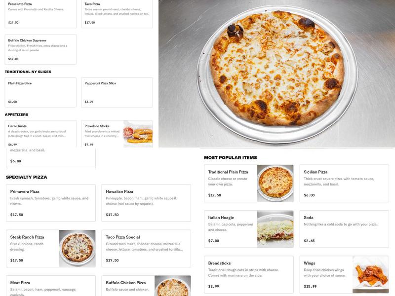 Milano’s Pizza Menu