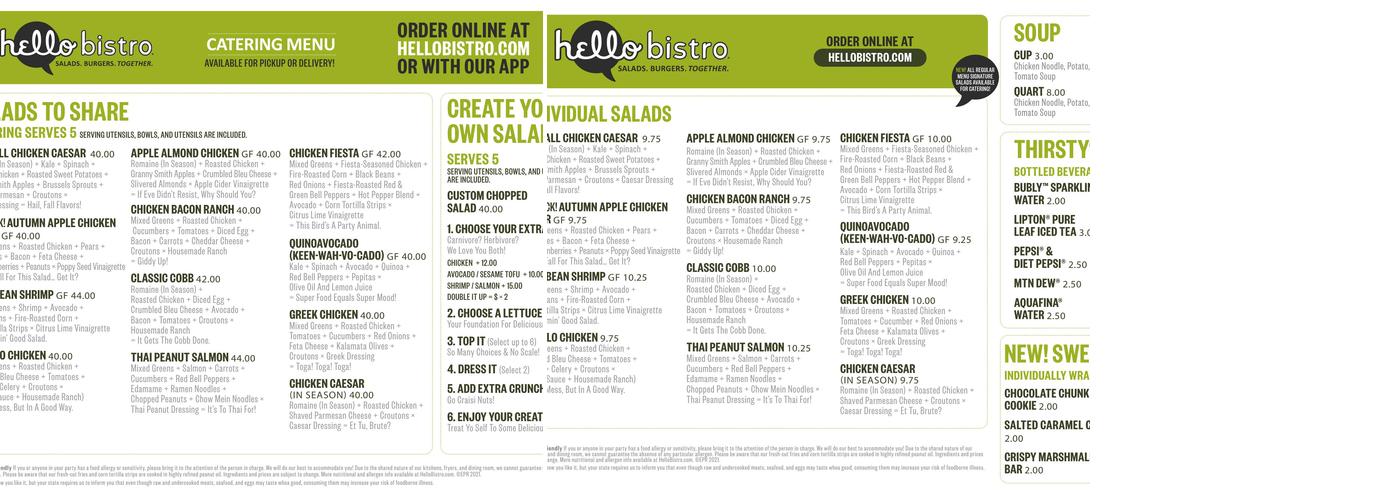 Hello Bistro Menu