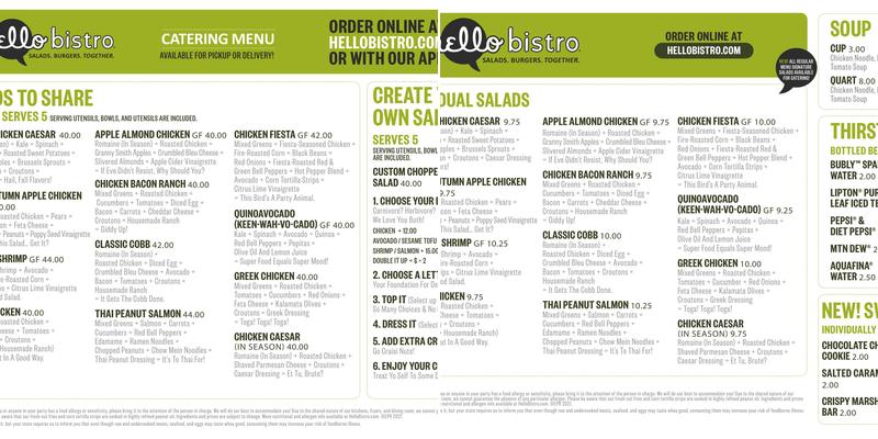 Hello Bistro Menu