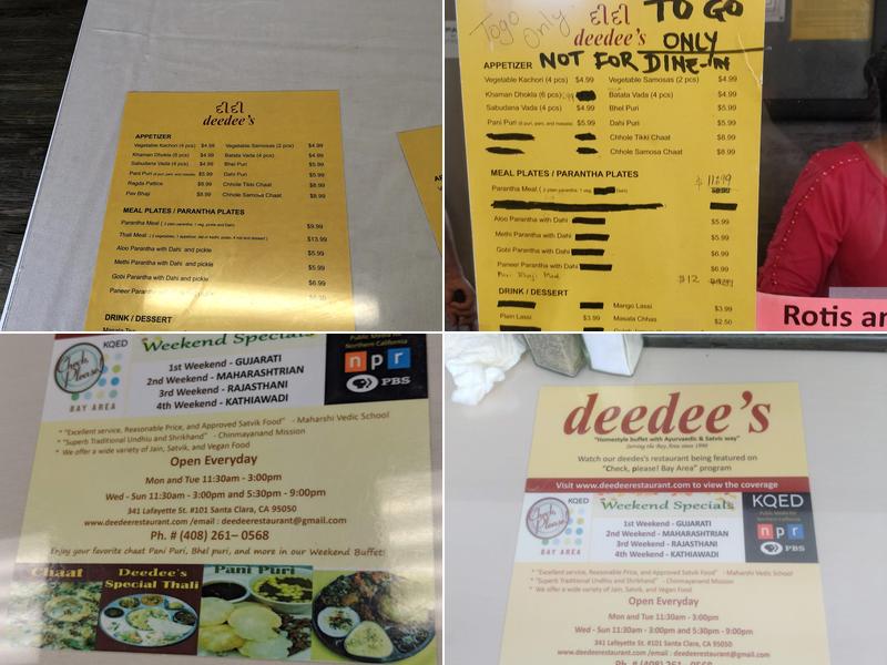 Deedee's Menu