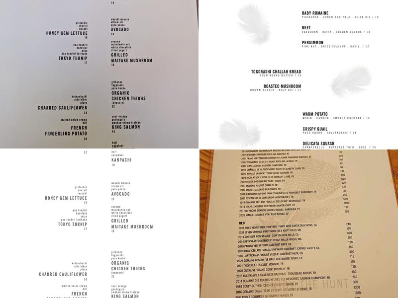 Bird Dog Menu