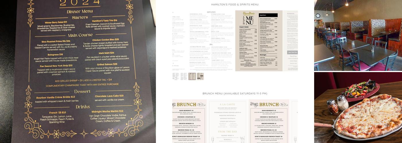 Hamilton's Food & Spirits/Pizzeria Menu