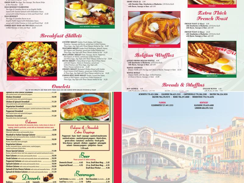Gondolier Pizza Menu