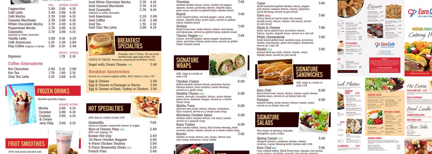 Euro Cafe Menu