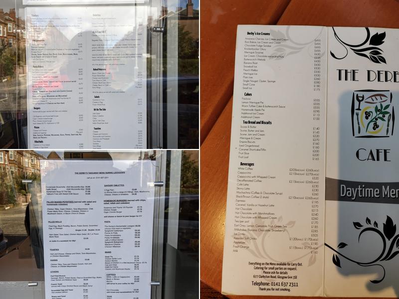 The Derby Cafe Menu