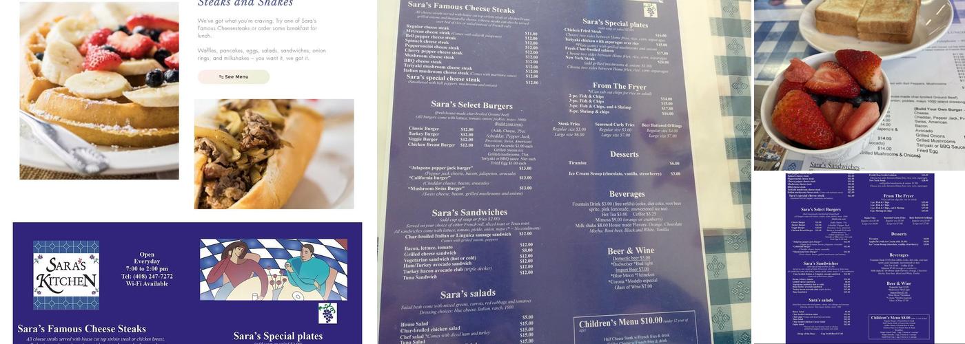 Sara's Kitchen Menu