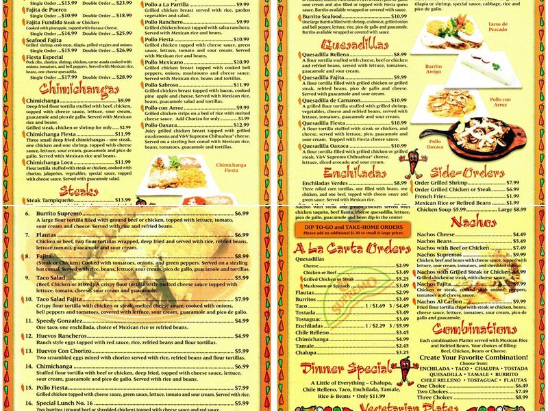 Fiesta Mexicana Menu