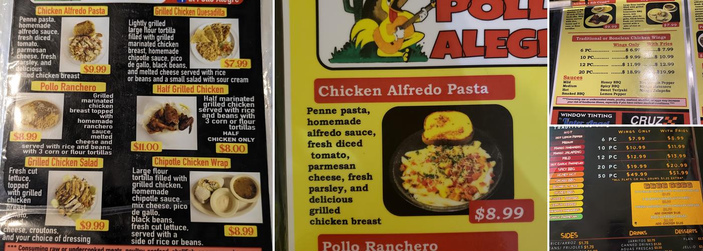El Pollo Alegre Menu