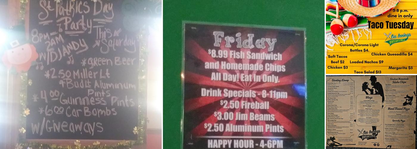 Xtra Innings Sports Bar and Grille Menu