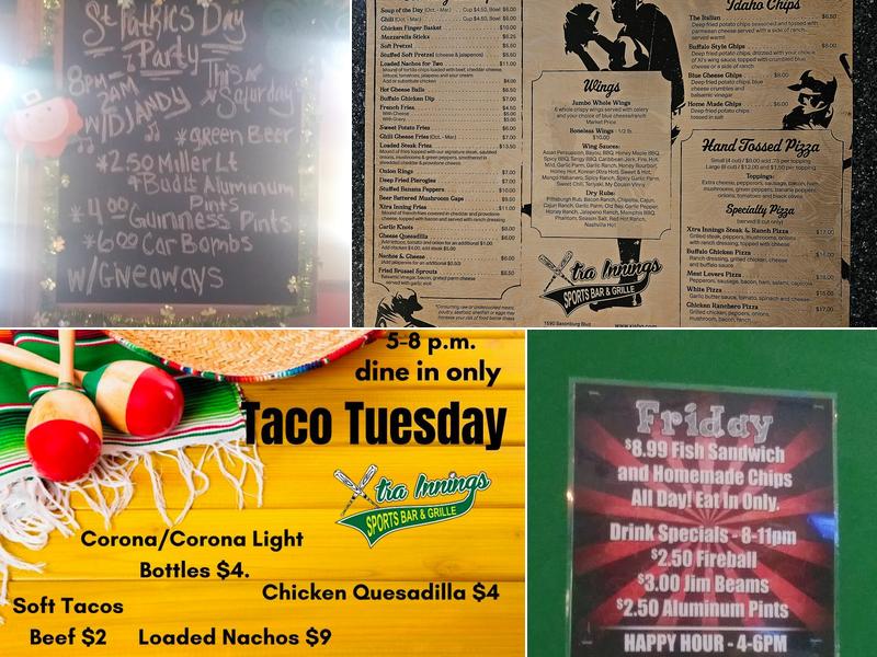 Xtra Innings Sports Bar and Grille Menu