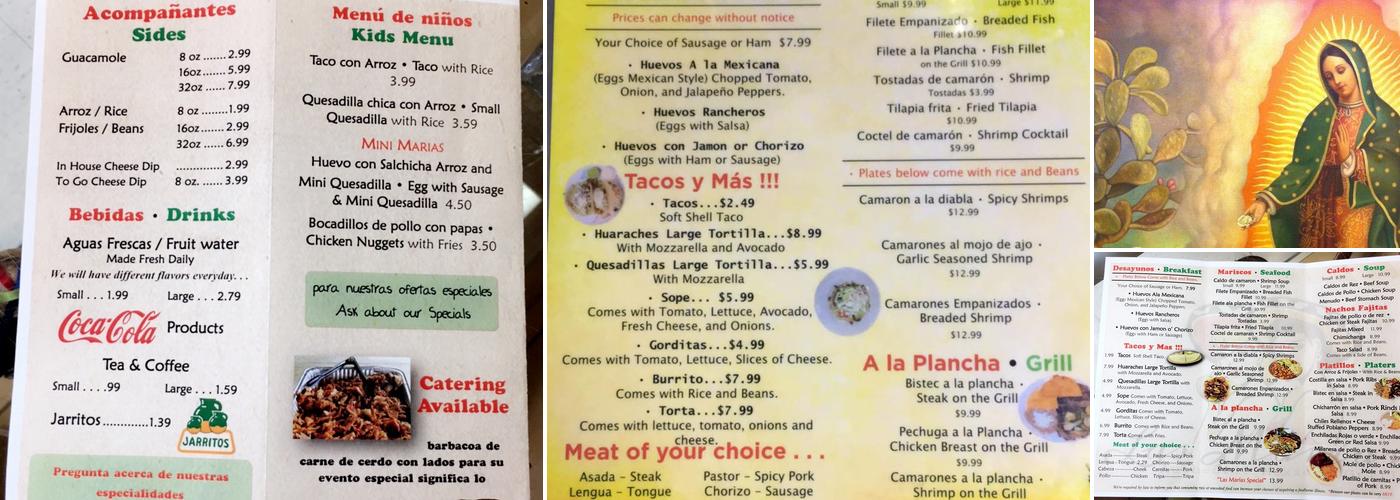 Las Marias Menu