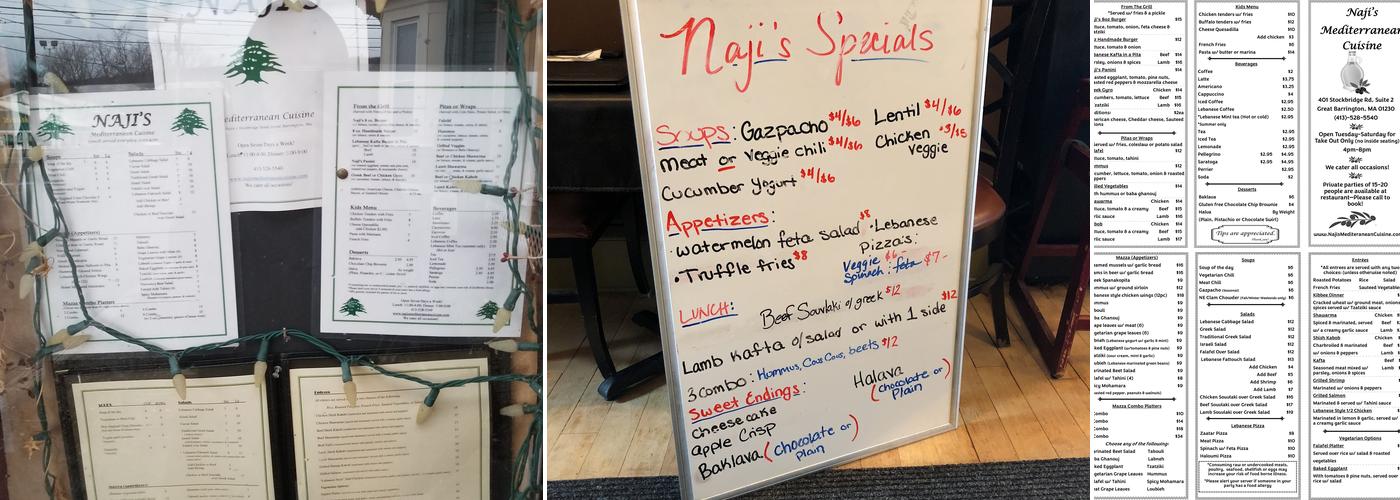 Naji's Mediterranean Cuisine & Catering Menu
