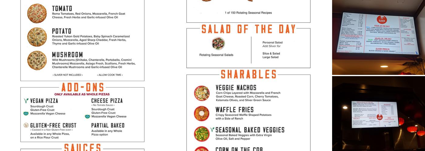 Sliver Pizzeria Menu